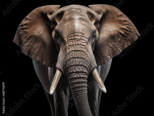 Elephant Studio Shot Isolated on Clear Black Background  Generative AI