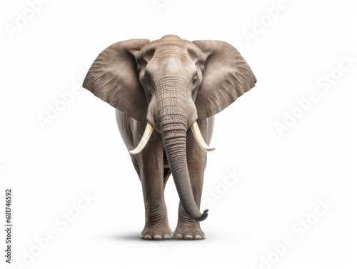 Elephant Studio Shot Isolated on Clear White Background, Generative AI