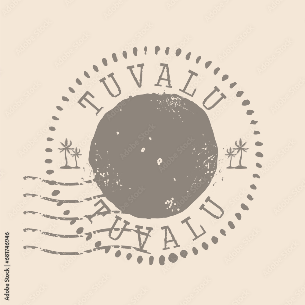 Stamp Postal of  Tuvalu. Map Silhouette rubber Seal.  Design Retro Travel. Seal of Map Tuvalu grunge  for your design. Oceania. EPS10