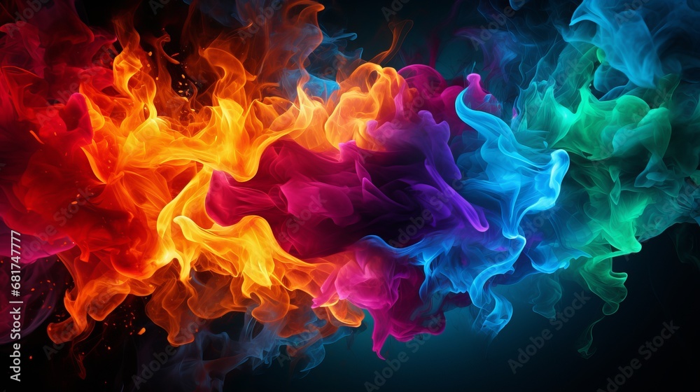 Exploding multi colored fire makes unique futuristic plan Exploding multi colored fire makes unique futuristic plan