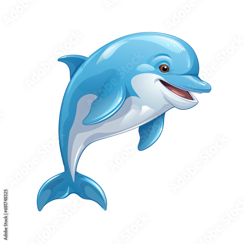 Cute cartoon dolphin jumping in the sea