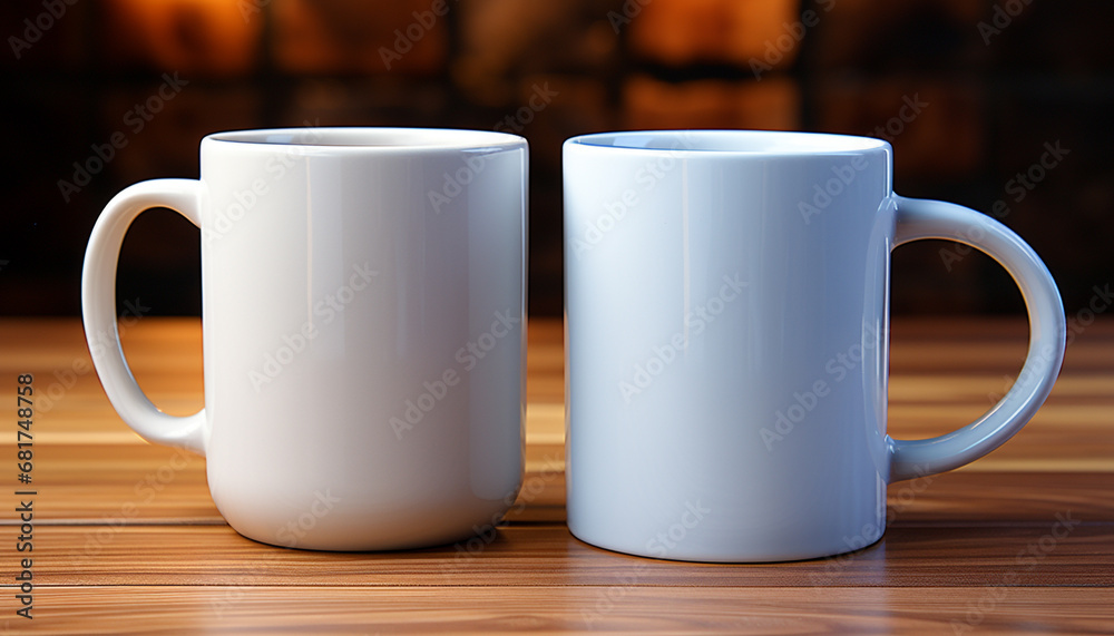 Hot drink on wooden table, reflection of elegance and relaxation generated by AI Hot drink on wooden table, reflection of elegance and relaxation generated by AI