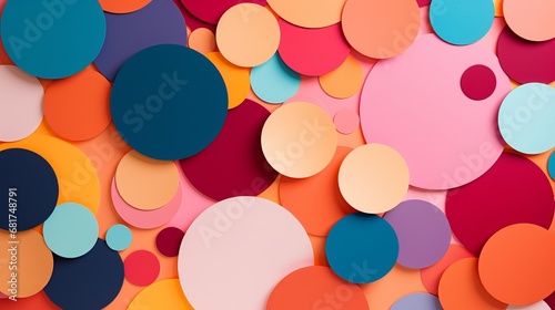 Level lay of colorful paper circles and shapes