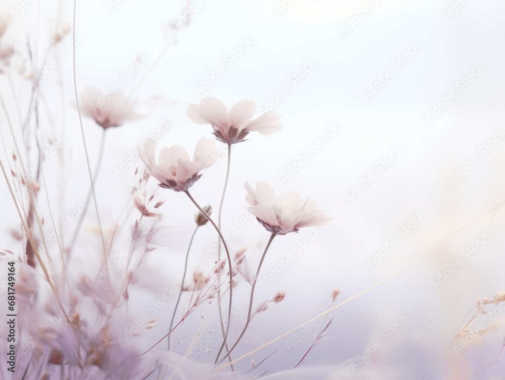 Fototapeta wonderful fairy flowers in a field, high resolution. AI Generative