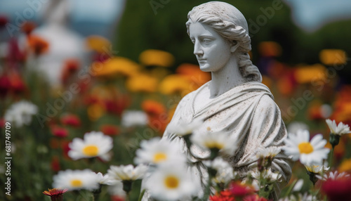 Christianity beauty in nature symbolized by yellow daisy sculpture generated by AI