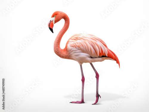 Flamingo Studio Shot Isolated on Clear White Background, Generative AI © Vig
