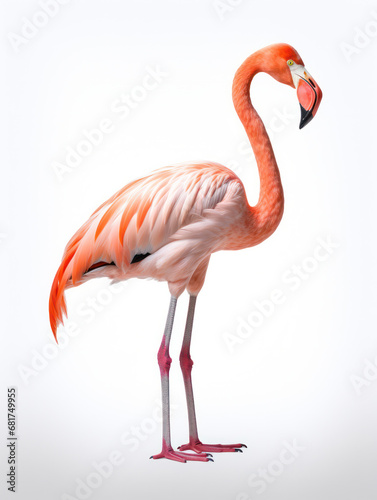 Flamingo Studio Shot Isolated on Clear White Background, Generative AI © Vig