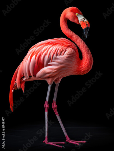 Flamingo Studio Shot Isolated on Clear Black Background  Generative AI