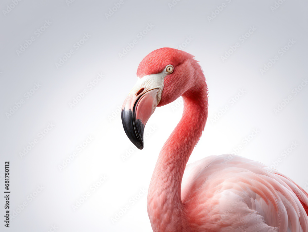 Fototapeta premium Flamingo Studio Shot Isolated on Clear White Background, Generative AI