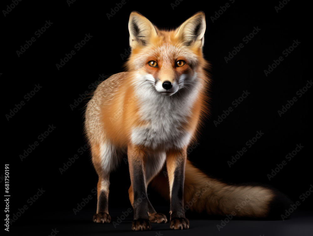 Fototapeta premium Fox Studio Shot Isolated on Clear Black Background, Generative AI
