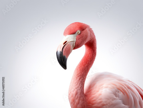 Flamingo Studio Shot Isolated on Clear White Background, Generative AI