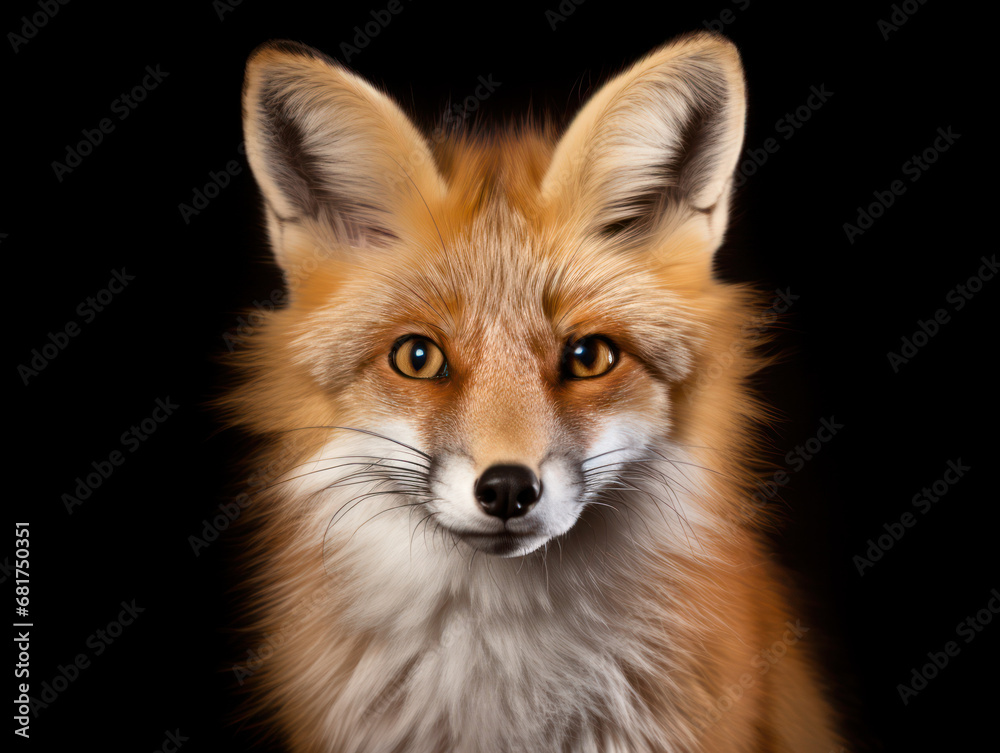 Fox Studio Shot Isolated on Clear Black Background, Generative AI Fox Studio Shot Isolated on Clear Black Background, Generative AI