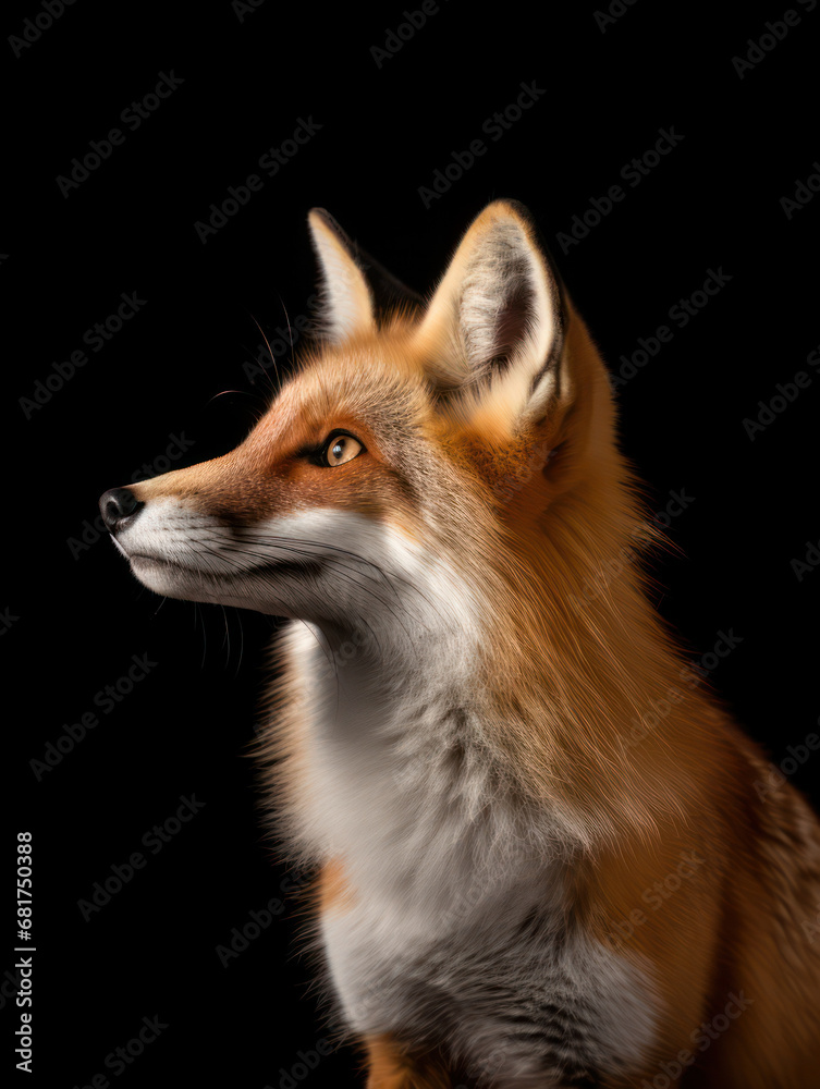 Fox Studio Shot Isolated on Clear Black Background, Generative AI Fox Studio Shot Isolated on Clear Black Background, Generative AI