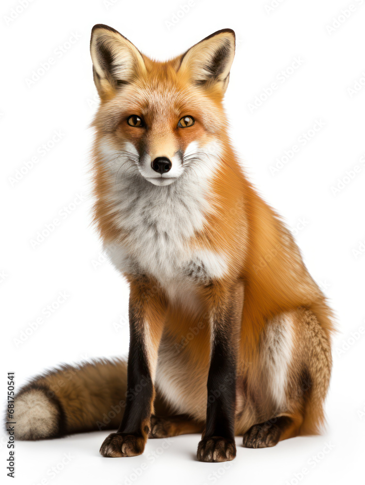 Fox Studio Shot Isolated on Clear White Background, Generative AI Fox Studio Shot Isolated on Clear White Background, Generative AI