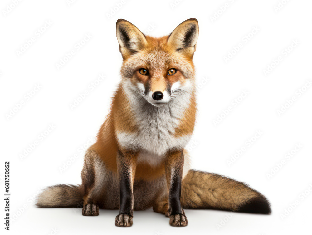 Fototapeta premium Fox Studio Shot Isolated on Clear White Background, Generative AI