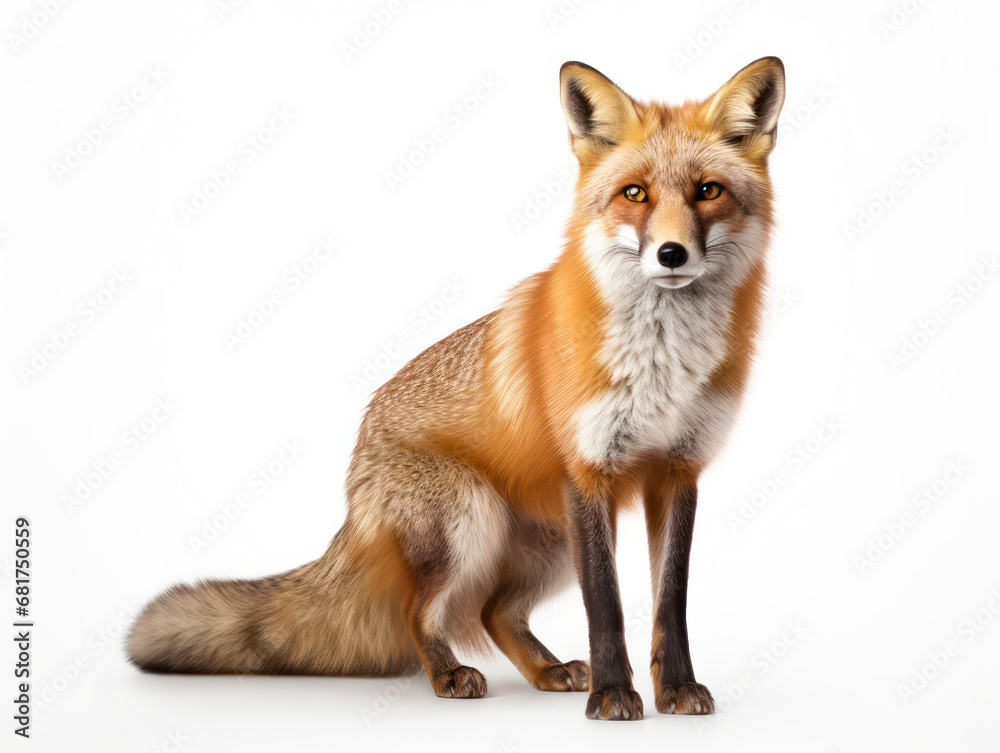 Fototapeta premium Fox Studio Shot Isolated on Clear White Background, Generative AI