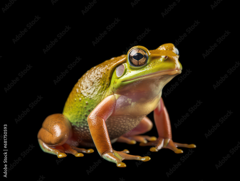 Frog Studio Shot Isolated on Clear Black Background, Generative AI Frog Studio Shot Isolated on Clear Black Background, Generative AI