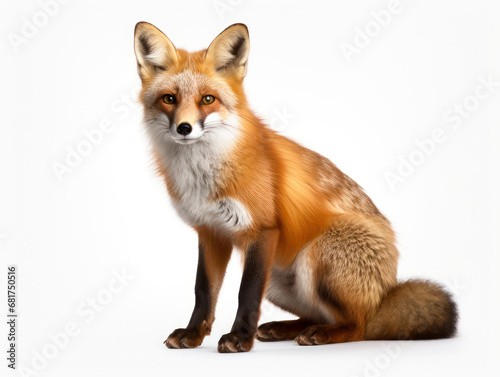 Fox Studio Shot Isolated on Clear White Background, Generative AI