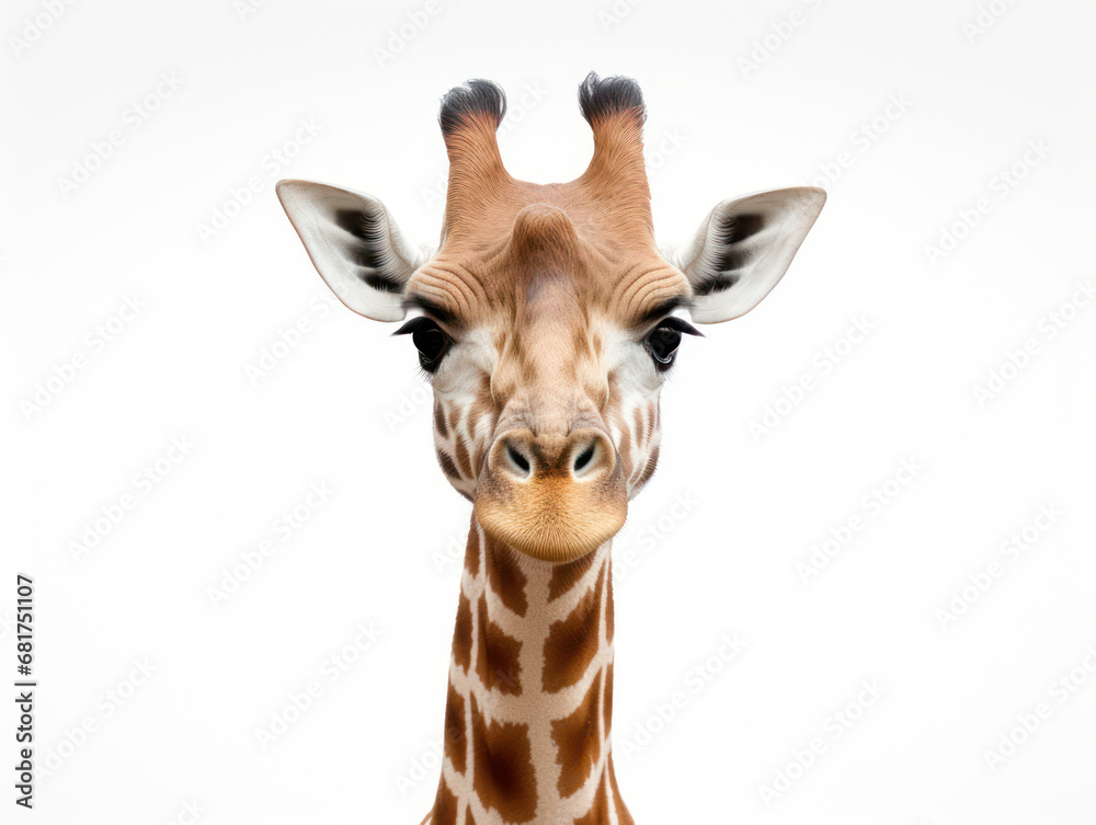 Fototapeta premium Giraffe Studio Shot Isolated on Clear White Background, Generative AI