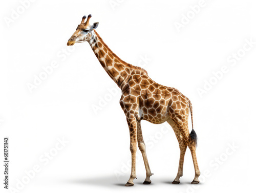 Giraffe Studio Shot Isolated on Clear White Background, Generative AI