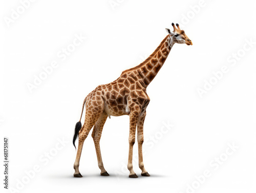 Giraffe Studio Shot Isolated on Clear White Background  Generative AI