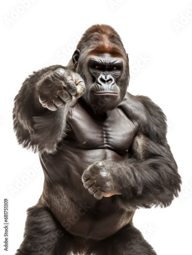 Gorilla Studio Shot Isolated on Clear White Background, Generative AI