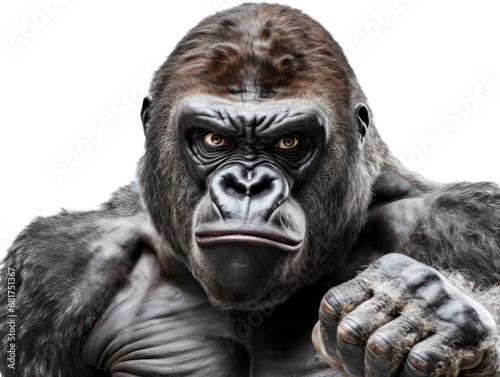 Gorilla Studio Shot Isolated on Clear White Background, Generative AI