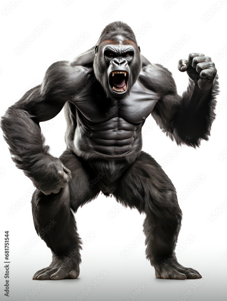 Gorilla Studio Shot Isolated on Clear White Background, Generative AI Gorilla Studio Shot Isolated on Clear White Background, Generative AI