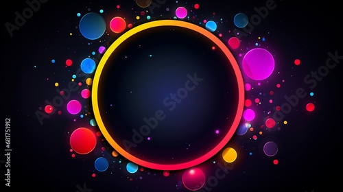 Round frame in colorful neo memphis style photo