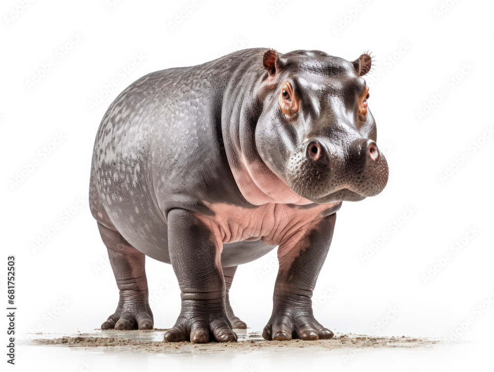 Hippo Studio Shot Isolated on Clear White Background, Generative AI Hippo Studio Shot Isolated on Clear White Background, Generative AI