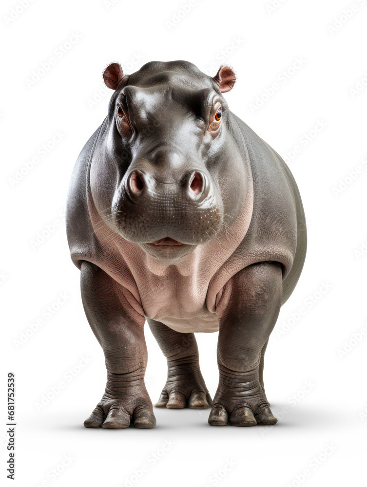 Hippo Studio Shot Isolated on Clear White Background, Generative AI Hippo Studio Shot Isolated on Clear White Background, Generative AI