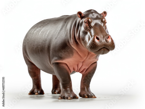 Hippo Studio Shot Isolated on Clear White Background, Generative AI