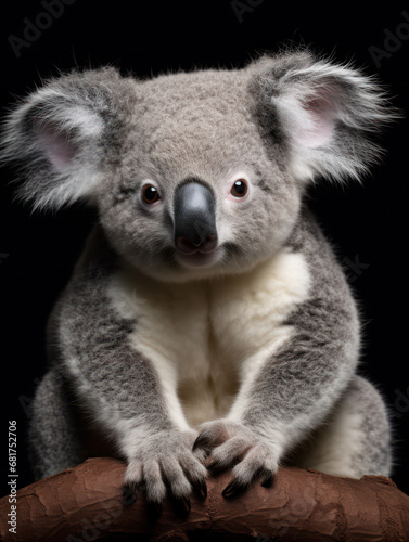 Koala Studio Shot Isolated on Clear Black Background, Generative AI © Vig