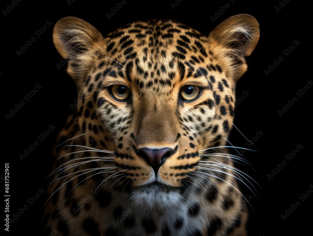 Leopard Studio Shot Isolated on Clear Black Background, Generative AI Leopard Studio Shot Isolated on Clear Black Background, Generative AI