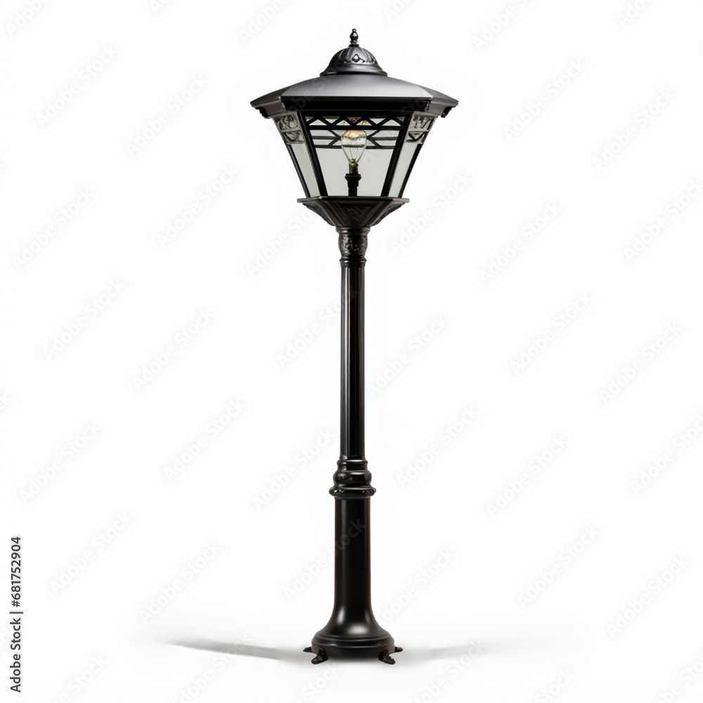 entire street lamp isolated on white background, AI Generative.