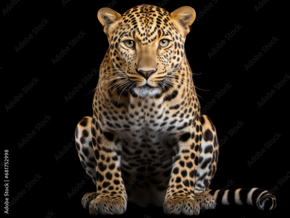 Leopard Studio Shot Isolated on Clear Black Background, Generative AI Leopard Studio Shot Isolated on Clear Black Background, Generative AI