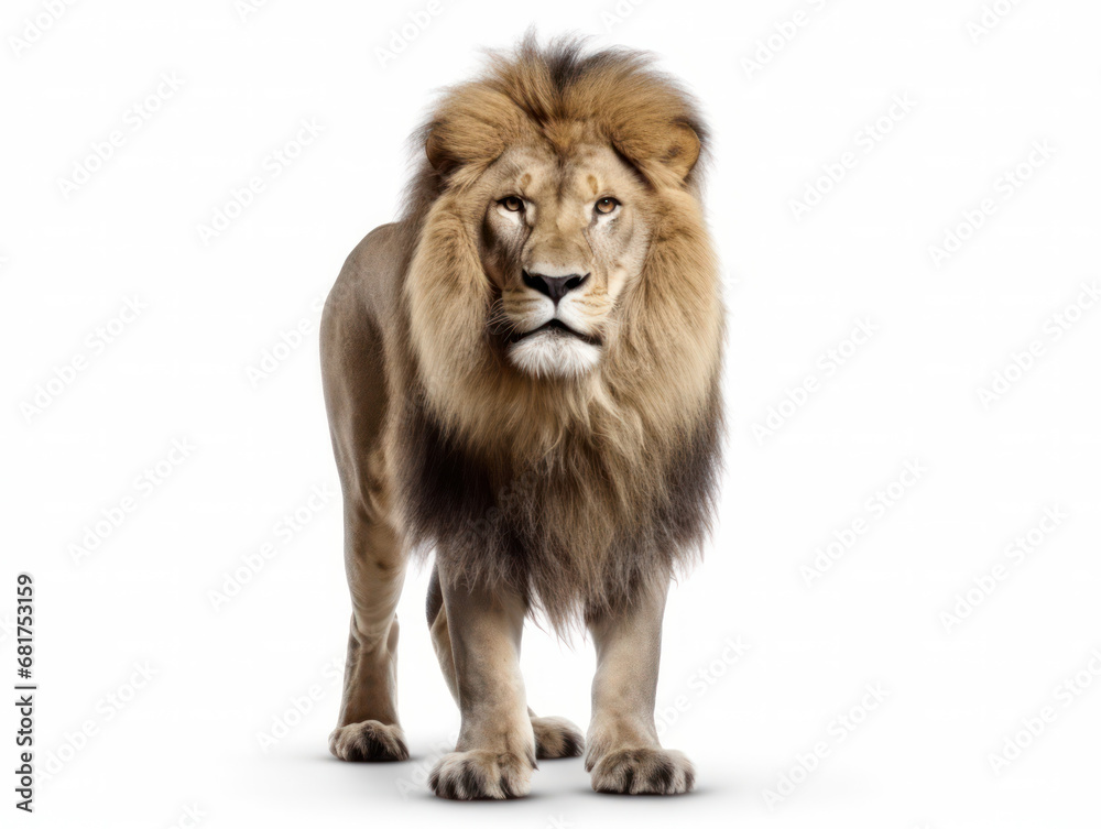 Lion Studio Shot Isolated on Clear White Background, Generative AI