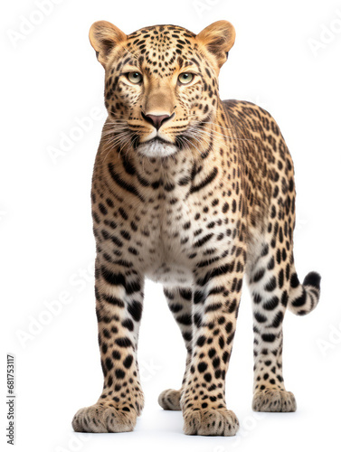 Leopard Studio Shot Isolated on Clear White Background  Generative AI