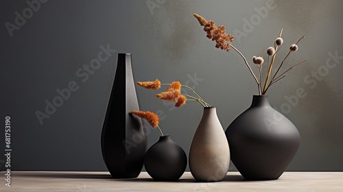 Still life with cutting edge vases delicate aesthetics