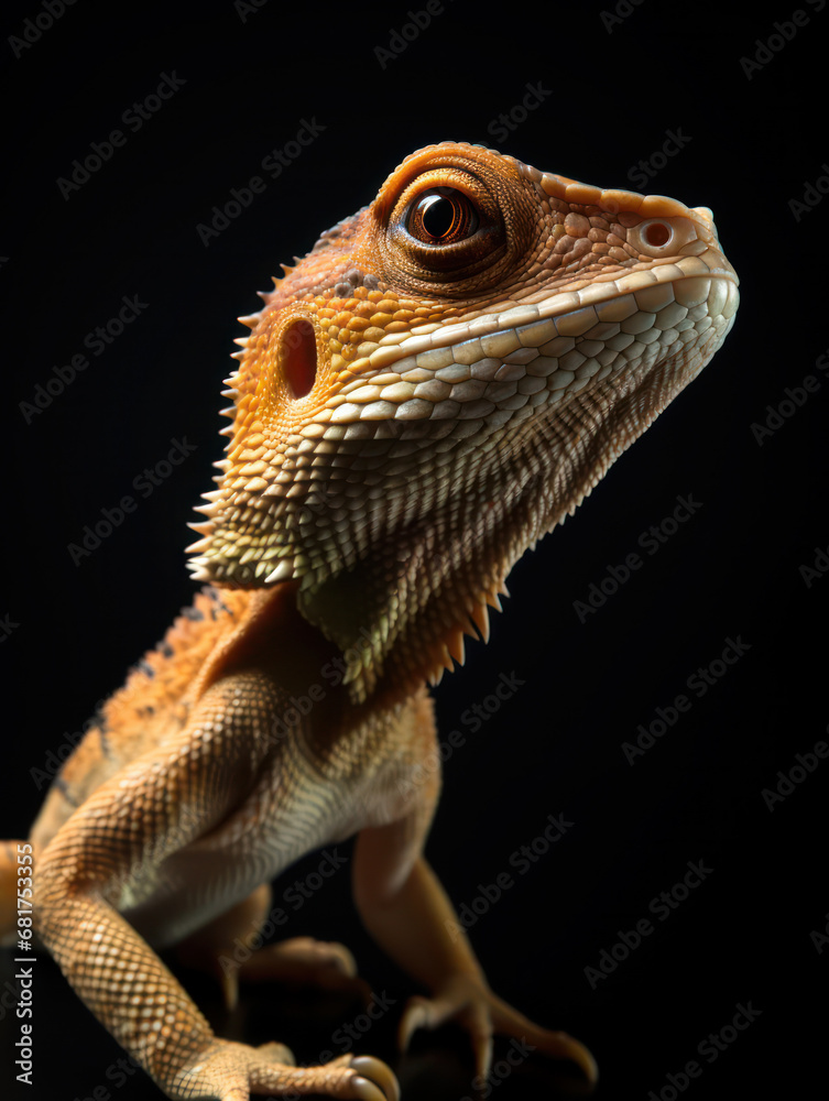 Obraz premium Lizard Studio Shot Isolated on Clear Black Background, Generative AI