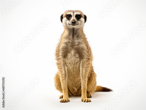 Meerkat Studio Shot Isolated on Clear White Background, Generative AI