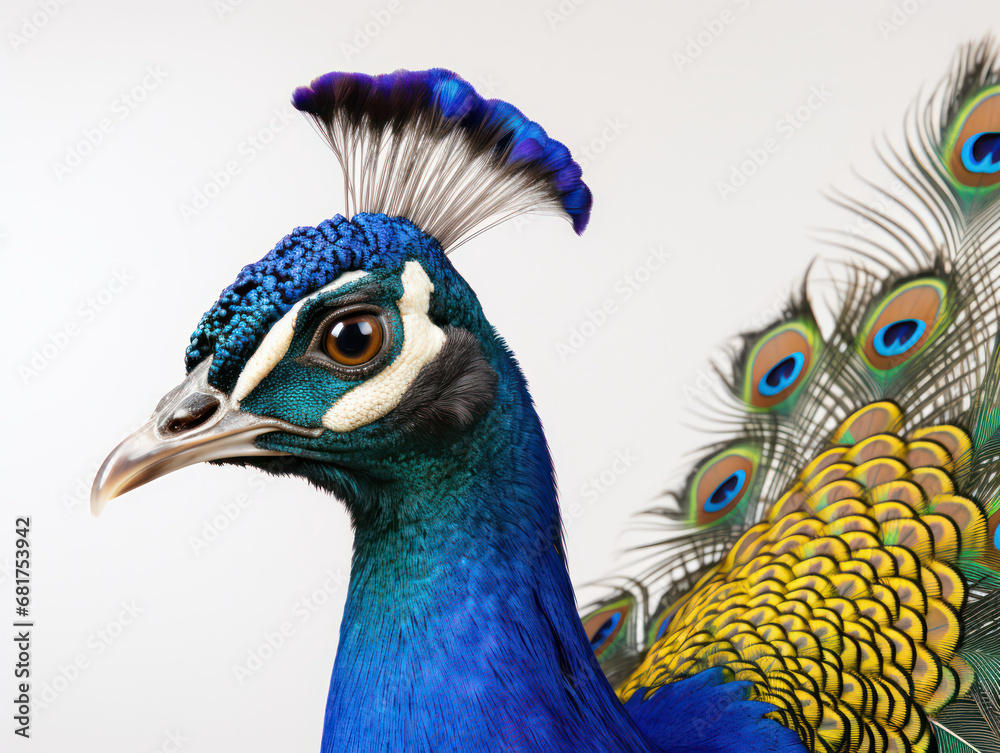 Peacock Studio Shot Isolated on Clear White Background, Generative AI Peacock Studio Shot Isolated on Clear White Background, Generative AI