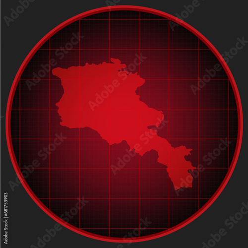 Vector map Armenia on the radar screen