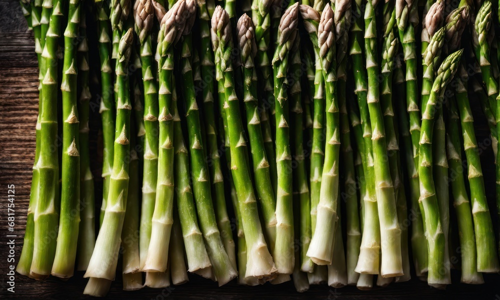 Obraz premium Asparagus. Fresh green asparagus on wooden background. Vegan healthy food