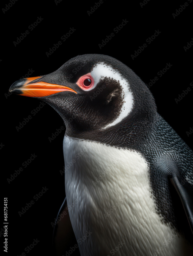 Naklejka premium Penguin Studio Shot Isolated on Clear Black Background, Generative AI
