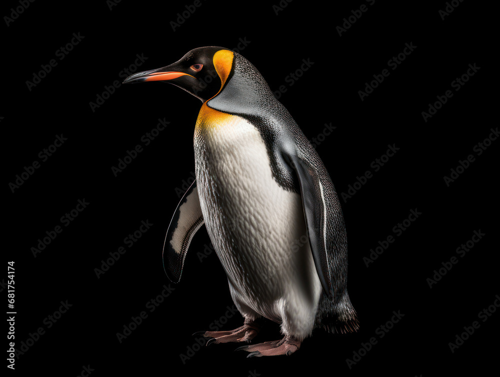 Fototapeta premium Penguin Studio Shot Isolated on Clear Black Background, Generative AI