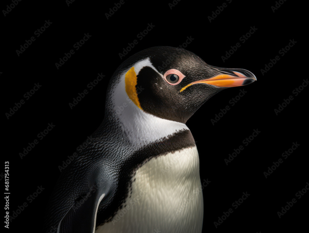 Fototapeta premium Penguin Studio Shot Isolated on Clear Black Background, Generative AI