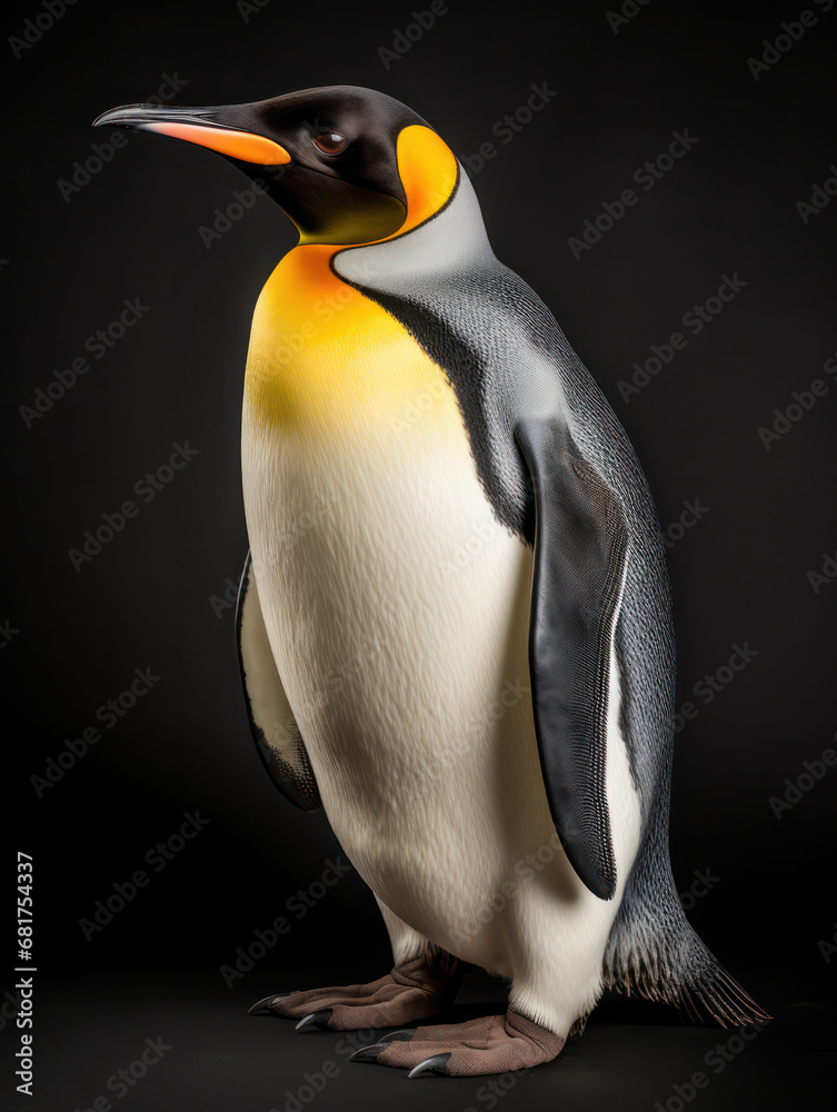 Fototapeta premium Penguin Studio Shot Isolated on Clear Black Background, Generative AI