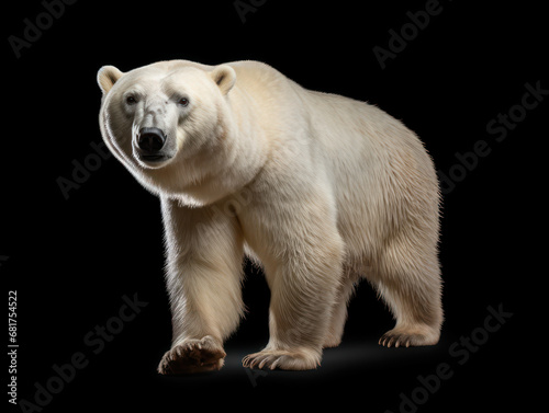 Polar Bear Studio Shot Isolated on Clear Black Background, Generative AI © Vig