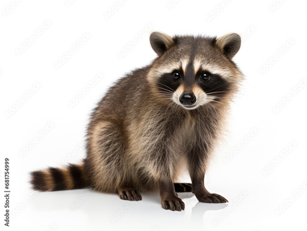 Raccoon Studio Shot Isolated on Clear White Background, Generative AI